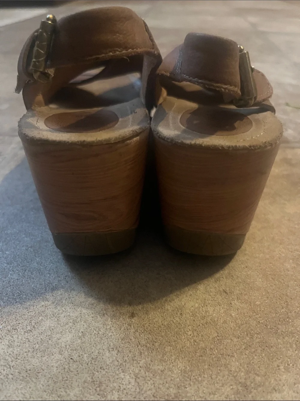 bussola Brown Leather Cross-Strap Slingback Wedge Sandals Studded